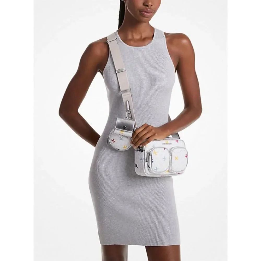 Michael Kors Medium Crossbody Bag Handbag Purse Messenger Shoulder optic white